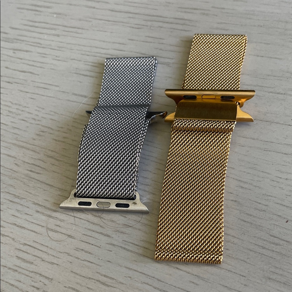 Gold tone and Silver tone Replacement bands for Apple watch size 42 to 44 mm
